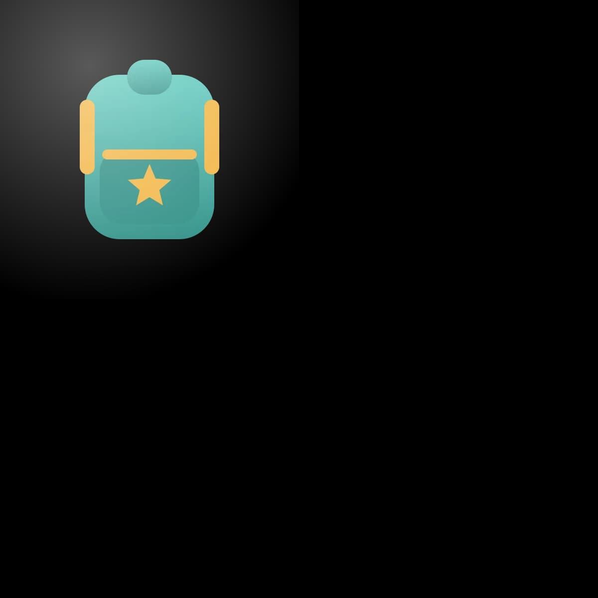 Teal 3D backpack with a yellow star on the front pocket and yellow zipper straps