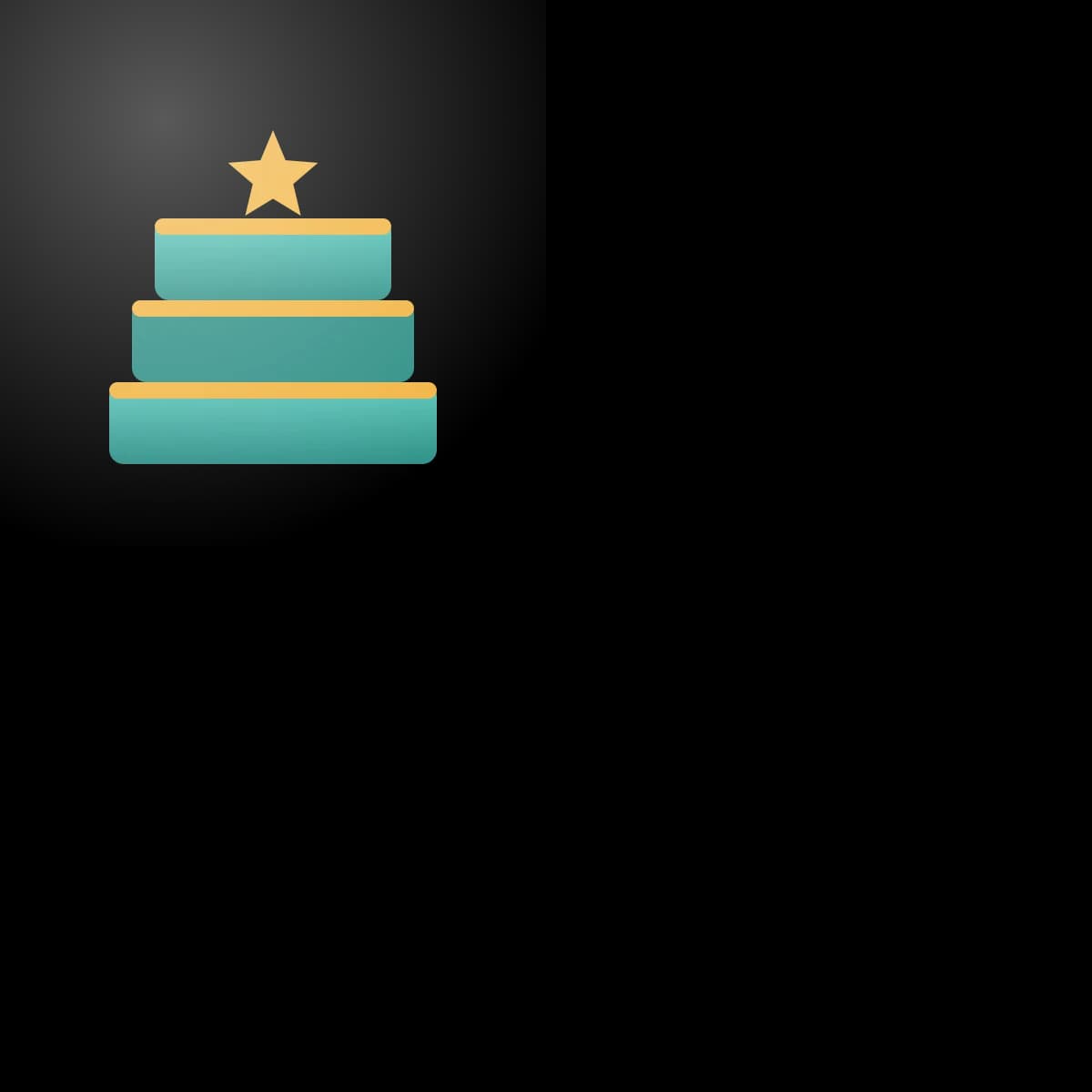A stack of three teal books with gold edges and a yellow star on top